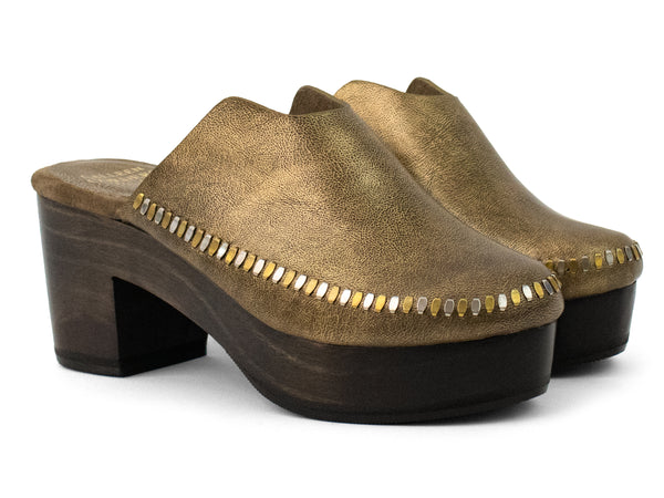 Calleen Cordero Macci Clog Light Neo Gold W/ Brass & Nickel Art