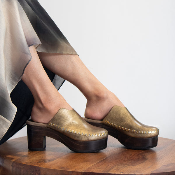 Calleen Cordero Macci Clog Light Neo Gold W/ Brass & Nickel Art