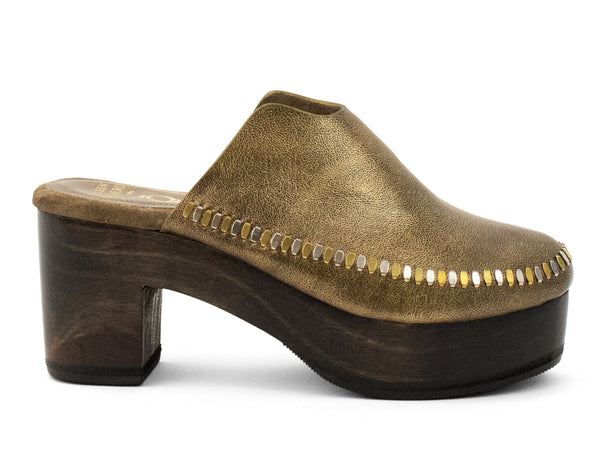 Calleen Cordero Macci Clog Light Neo Gold W/ Brass & Nickel Art