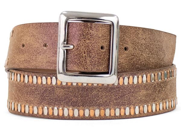 Calleen Cordero Mala 1.5" Belt Aqua Rust W/ Copper & Nickel Art