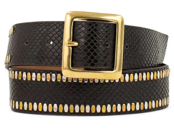 Calleen Cordero Mala 1.5" Belt Aqua Rust W/ Copper & Nickel Art