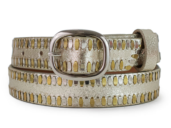 calleen cordero Mala 1" Belt Dusty Gold w/ Brass & Nickel Art