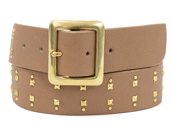 Calleen Cordero Mare 1.5" Belt Brown Leather W/ Brass Art