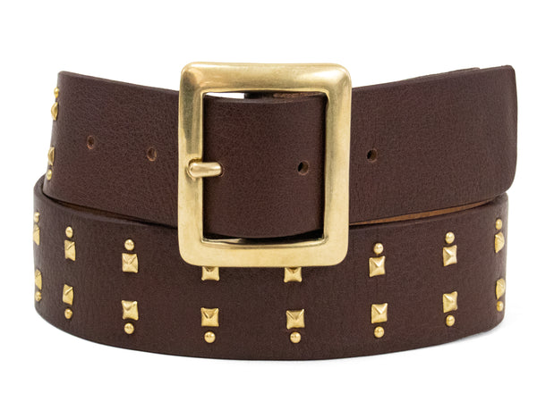 calleen cordero Mare 1.5" Belt Brown Leather w/ Brass Art