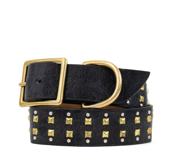 Calleen Cordero Mare 19" Dog Collars Dark Taupe W/ Brass & Nickel