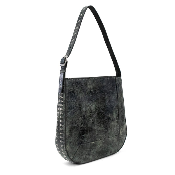 Calleen Cordero Mare Handbag Black El Paso Leather W/ Nickel Art