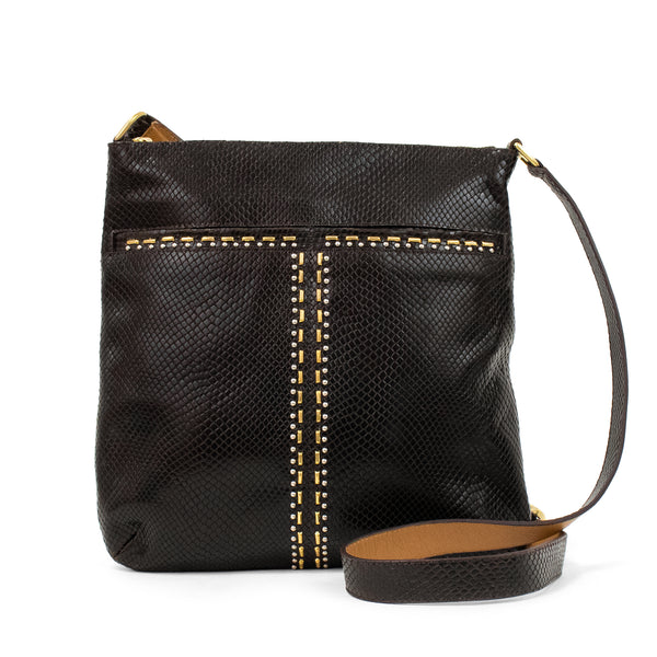 calleen cordero Mariah Messenger Dk Brown Lizard w/ Brass & Nickel calleen cordero Mariah Messenger Dk Brown Lizard w/ Brass & Nickel