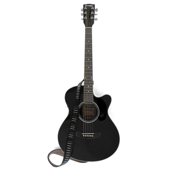 Calleen Cordero Mariana Guitar Strap Black Aniline W/ Nickel Art