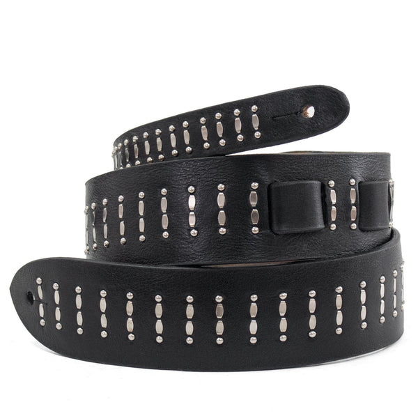 calleen cordero Mariana Guitar Strap Black Aniline w/ Nickel Art