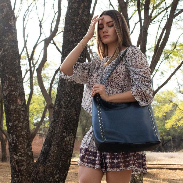 Calleen Cordero Mariana Handbag Black Borello W/ Brass & Nickel Art