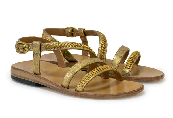 Calleen Cordero Marina Sandal Gold Hudson W/ Brass Art