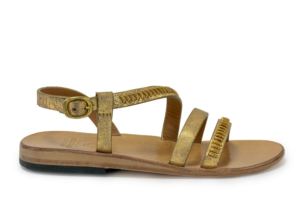 Calleen Cordero Marina Sandal Gold Hudson W/ Brass Art
