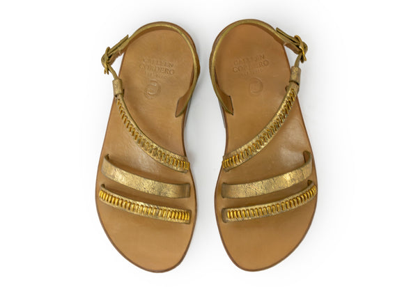 Calleen Cordero Marina Sandal Gold Hudson W/ Brass Art