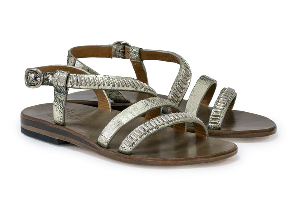 Calleen Cordero Marina Sandal Platinum Hudson W/ Nickel Art