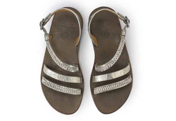 Calleen Cordero Marina Sandal Platinum Hudson W/ Nickel Art