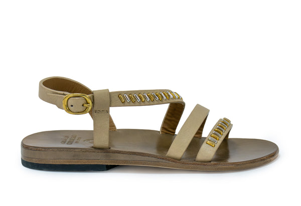 Calleen Cordero Marina Sandal Shell Belmont W/ Brass & Nickel Art