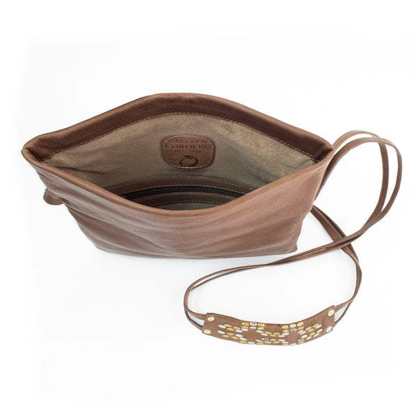 Calleen Cordero Marni Jett Messenger Brown Cabra W/ Nickel & Brass Art