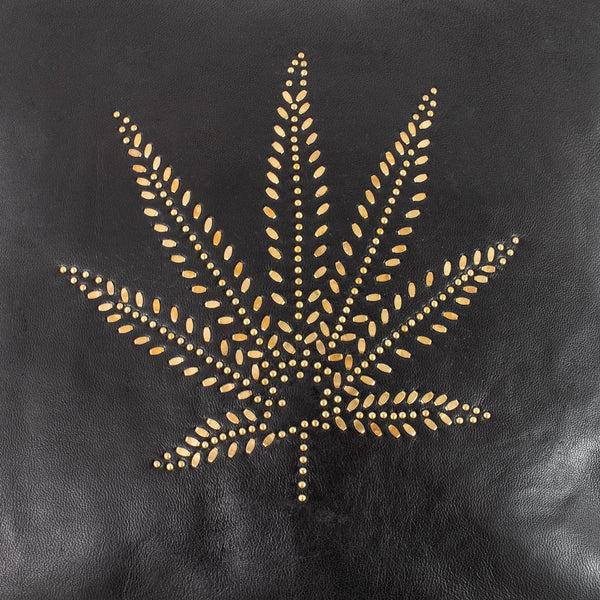 Calleen Cordero Mary Jane Pillow (includes Pillow Insert) 20" X 20" Black Leather W/ Brass