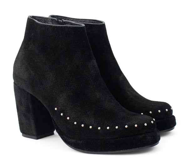 Calleen Cordero Mavi Platform Boot Black Suede W/ Nickel Art