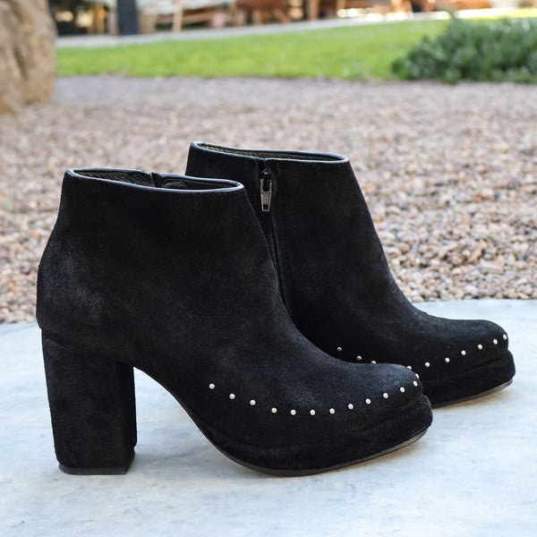 Calleen Cordero Mavi Platform Boot Black Suede W/ Nickel Art