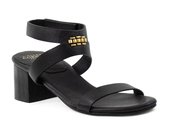 calleen cordero Mesa Omega Heel Black Belmont w/ Brass Art