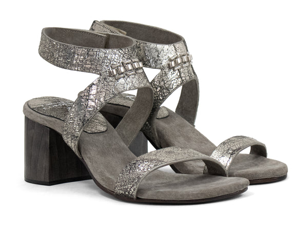 calleen cordero Mesa Omega Heel Platinum Hudson w/ Nickel Art