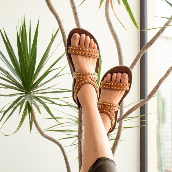 Calleen Cordero Mesa Sandal Cinnamon Lotto W/ Brass Art