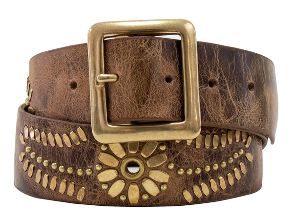calleen cordero Mexico 1.5" belt Saddle Tan w/ Brass Art