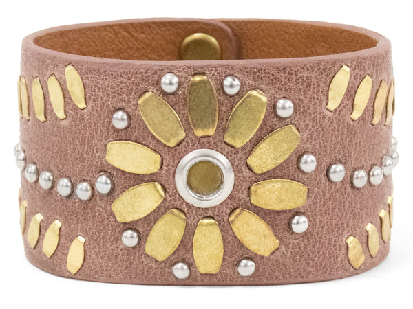 Calleen Cordero Mexico 1.5" Bracelet Copper Pearl Cracked W/ Nickel Art