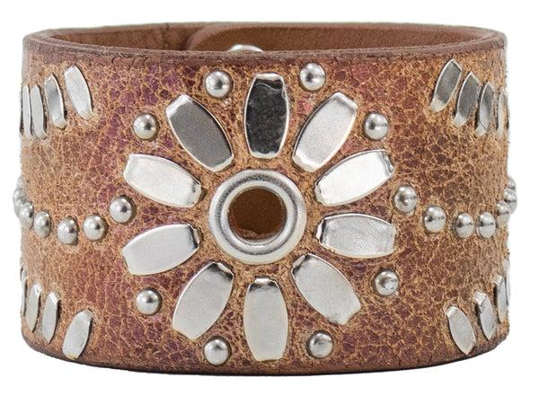 calleen cordero Mexico 1.5" Bracelet Copper Pearl Cracked w/ Nickel Art