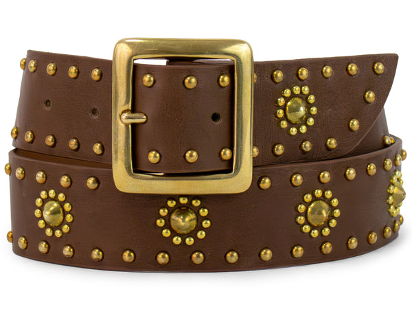 Calleen Cordero Miel 1.5" Belt White Milano W/ Brass Art