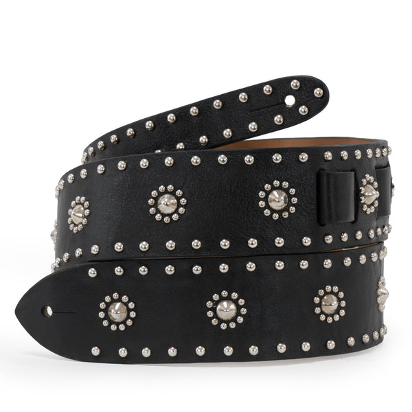 calleen cordero Miel Guitar Strap Black Belmont w/ Nickel Art
