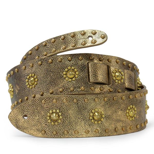 calleen cordero Miel Guitar Strap Neo Gold w/ Brass Art