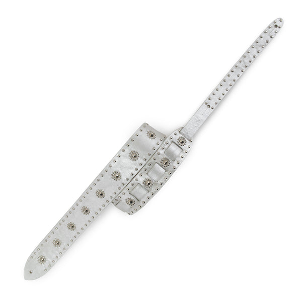 Calleen Cordero Miel Guitar Strap White Pearl W/ Nickel Art