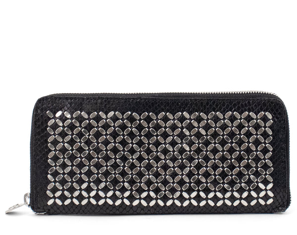 calleen cordero Mila Fresca Wallet Black Lizard w/ Nickel Art