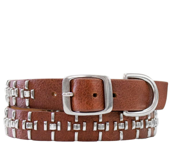 Calleen Cordero Milan 17" Dog Collars Black W/ Brass Art