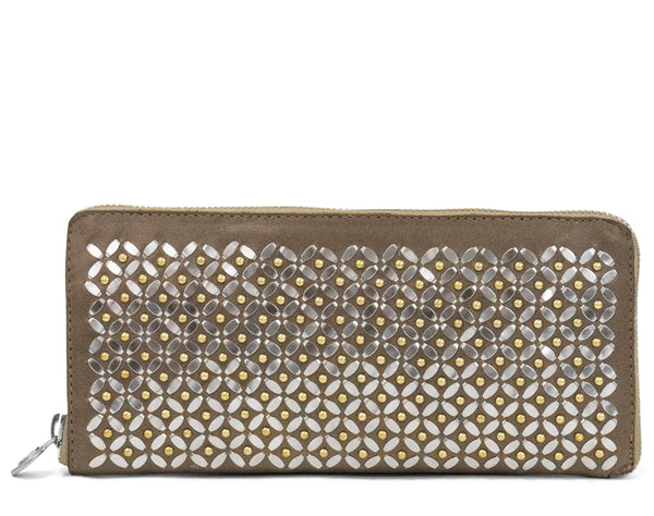 Calleen Cordero Milasula Wallet Black Leather W/ Nickel & Brass