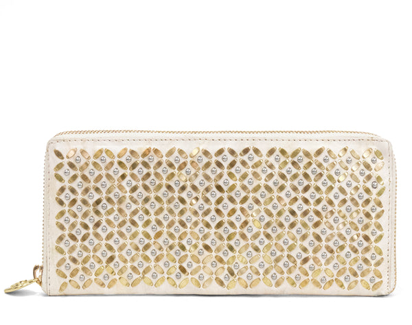 Calleen Cordero Milasula Wallet Black Leather W/ Nickel & Brass