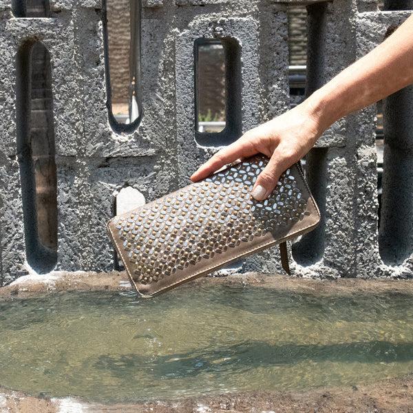 Calleen Cordero Milasula Wallet Black Leather W/ Nickel & Brass