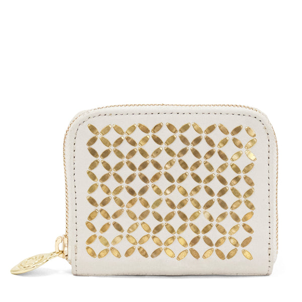 Calleen Cordero Mini Fresca Wallet Black Leather W/ Nickel Art