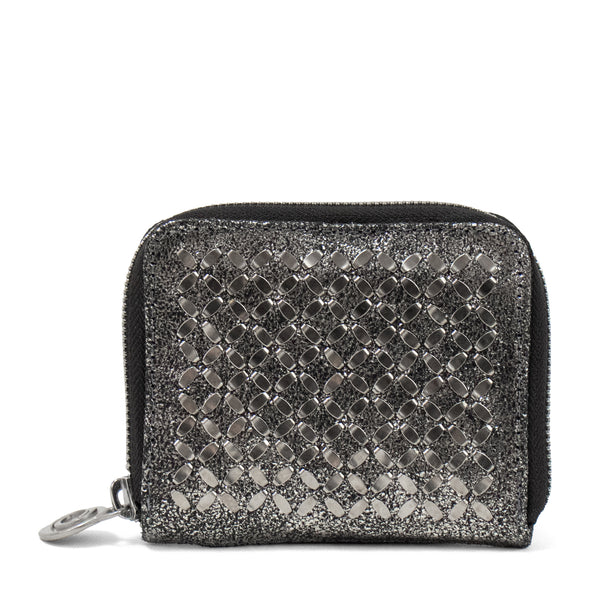 Calleen Cordero Mini Fresca Wallet Black Leather W/ Nickel Art
