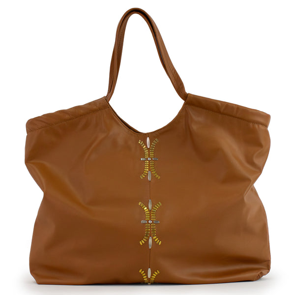 Calleen Cordero Montana Dominic Tote Navy Veneto W/ Nickel Art