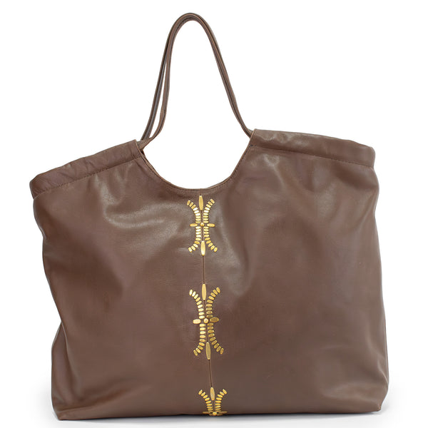 Calleen Cordero Montana Dominic Tote Navy Veneto W/ Nickel Art