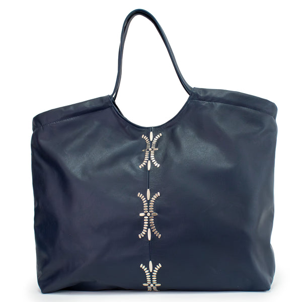 calleen cordero Montana Dominic Tote Navy Veneto w/ Nickel Art