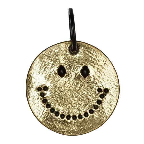 Calleen Cordero Mr. Smiley Keychain White El Paso W/ Brass Art