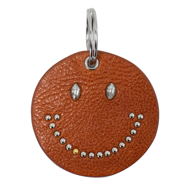 Calleen Cordero Mr. Smiley Keychain White El Paso W/ Brass Art