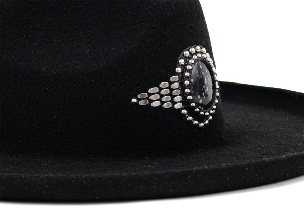 Calleen Cordero Mystic Rocal Hat Black Wool W/ Nickel Art
