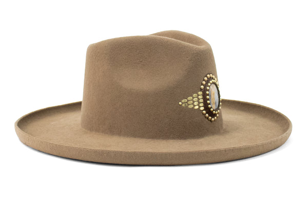 Calleen Cordero Mystic Rocal Hat Tan Wool W/ Brass Art