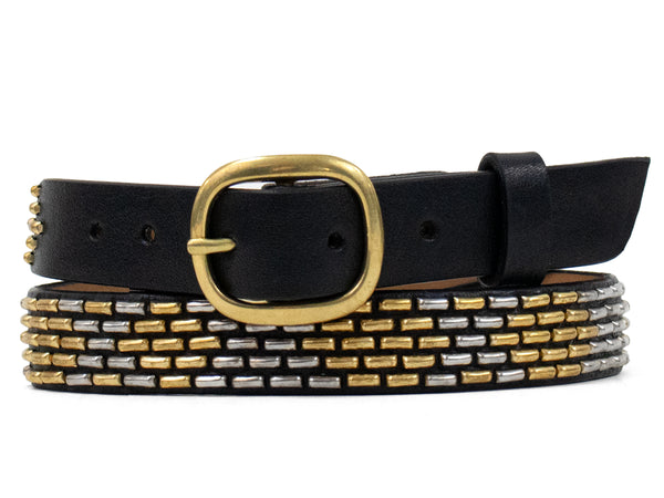 Calleen Cordero New Snake 1" Belt Paris Oro W/ Brass & Nickel Art