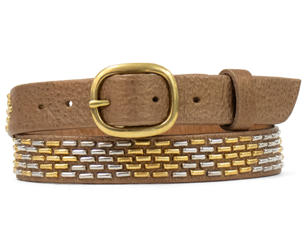 Calleen Cordero New Snake 1" Belt Paris Oro W/ Brass & Nickel Art